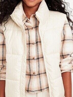 Old Navy Off White Water-Resistant Puffer Vest Girls Size XXL Plus (NWT)